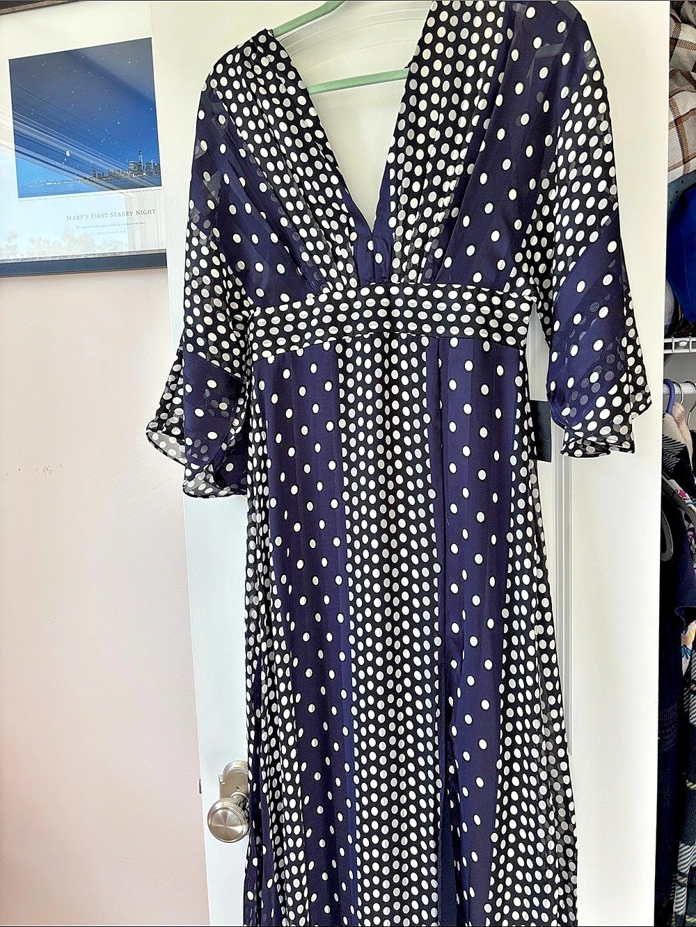 Baltic Born Polka Dot Maxi Dress in Blue & White - never worn